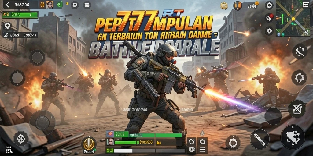 Tangkapan layar menunjukkan aksi seru dalam game Battle Royale 777RT.