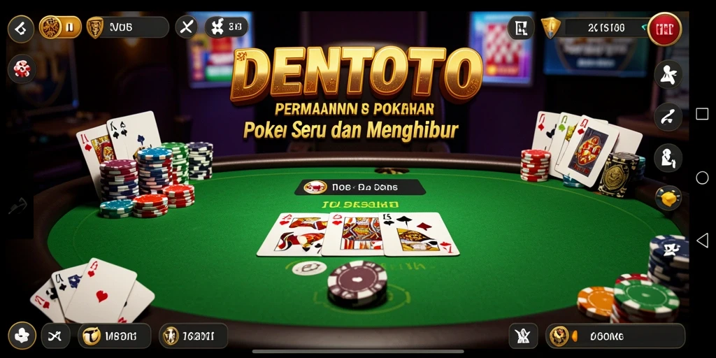 Tampilan gameplay DENTOTO dengan suasana Poker yang mendebarkan.