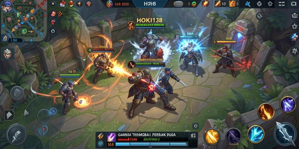 Tangkapan layar gameplay HOKI138 yang menunjukkan pertarungan seru di arena.