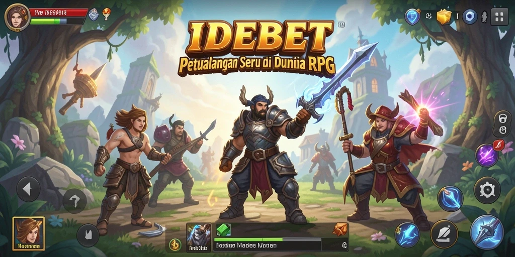 Tangkapan layar utama IDEBET menunjukkan pertarungan mendebarkan di dunia RPG.