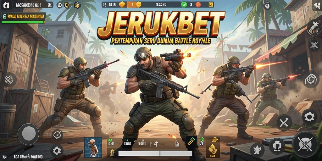 Screenshot JERUKBET menampilkan aksi yang mendebarkan dalam pertempuran Battle Royale.