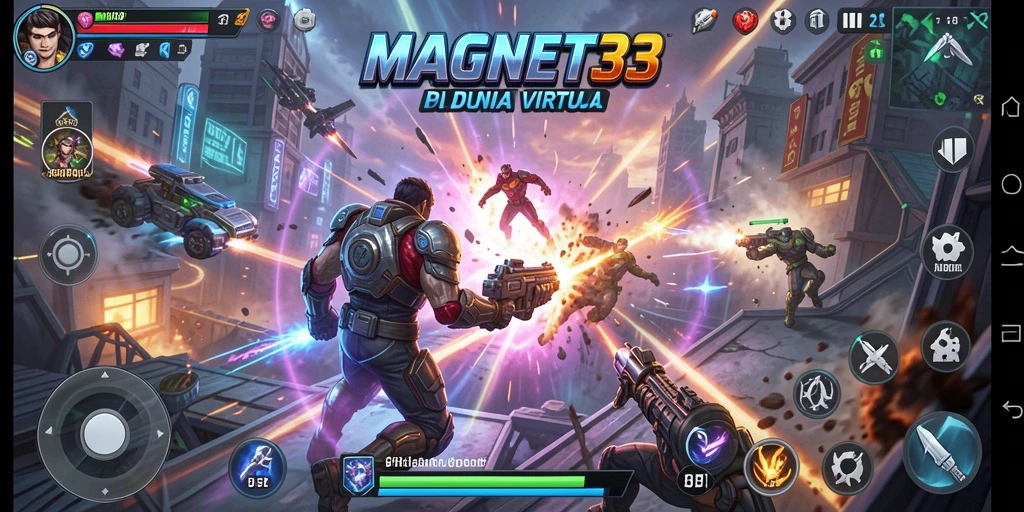 Gameplay MAGNET33 yang seru dengan pertarungan intens di arena.