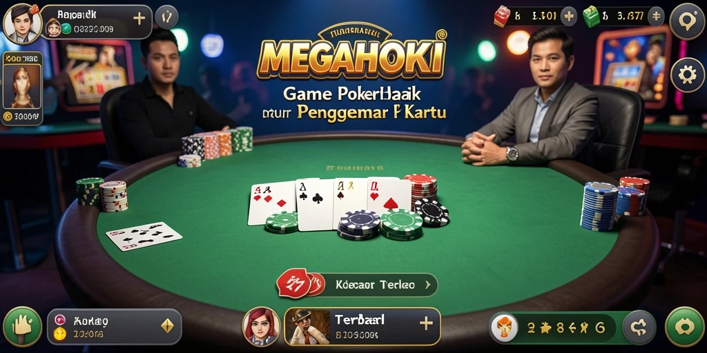 Screenshot gameplay MEGAHOKI menunjukkan pengalaman Poker yang menarik.