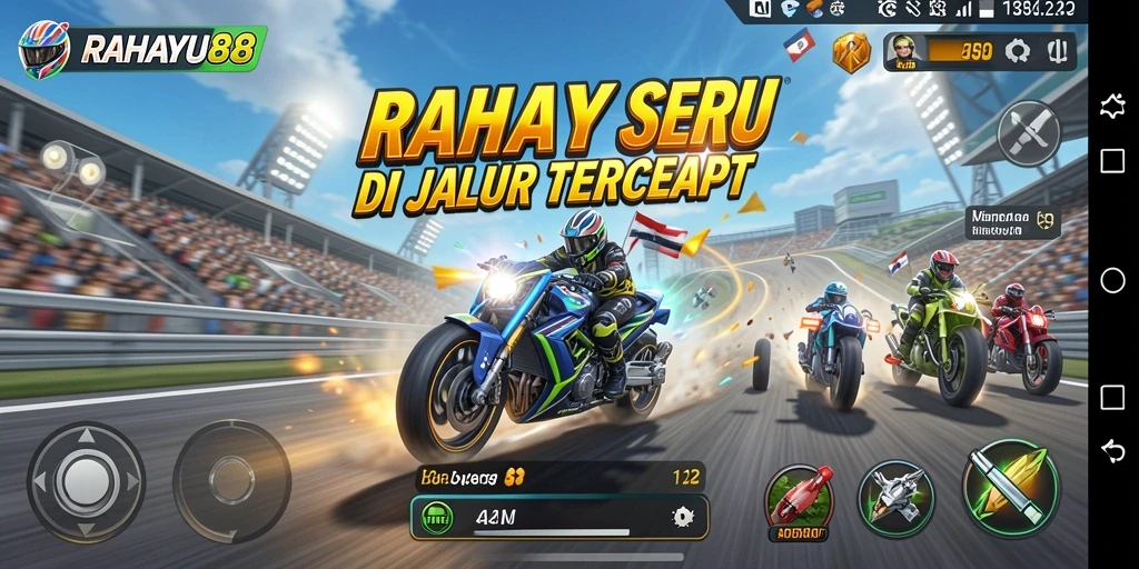 Tampilan gameplay RAHAYU88 yang mendebarkan di lintasan balap.