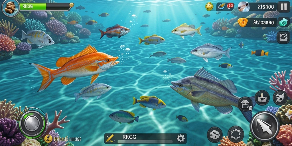 Tangkapan layar gameplay Tembak Ikan yang menarik di RKGG.