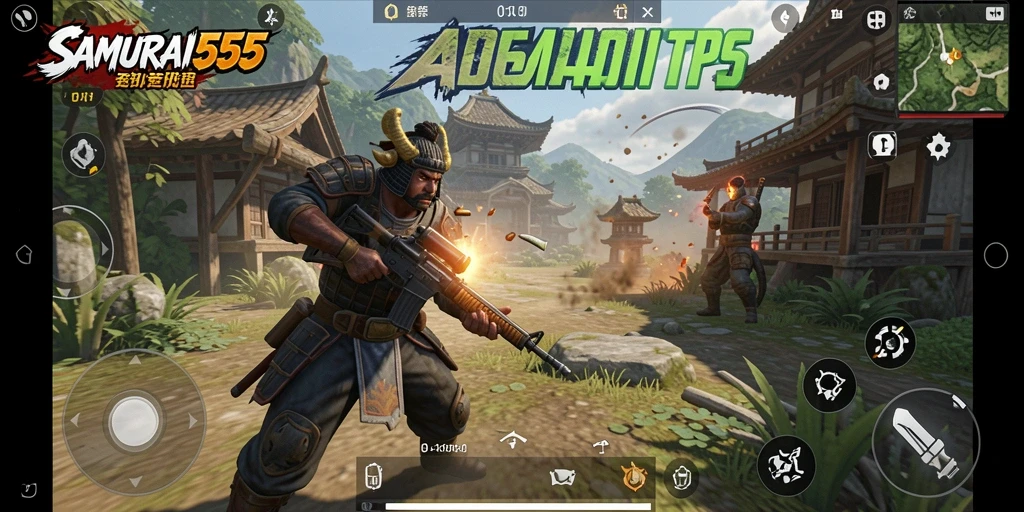 Screenshot SAMURAI555 menampilkan aksi pertempuran seru dalam TPS.