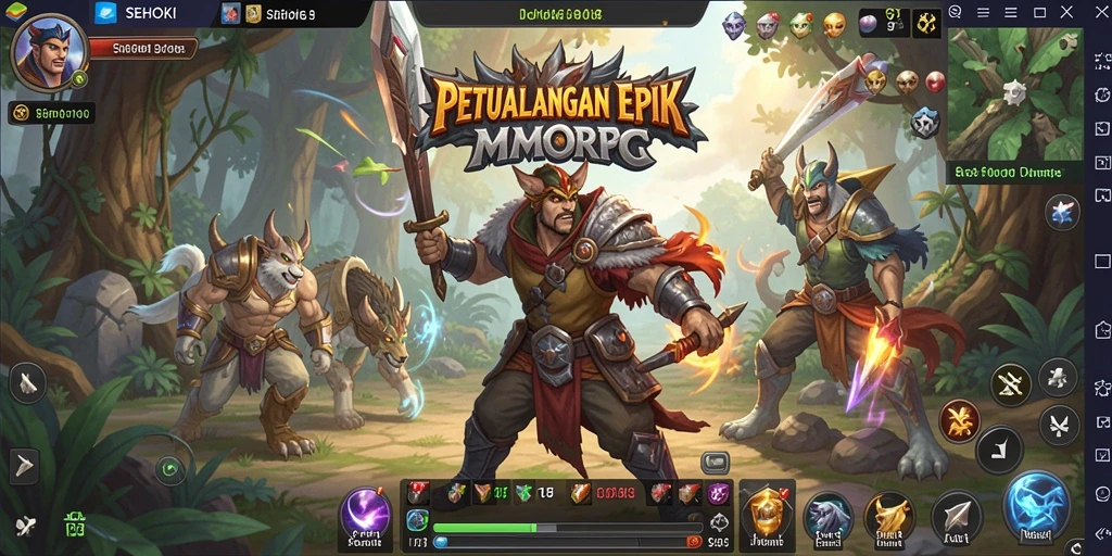 Tangkapan layar SEHOKI menampilkan aksi pertempuran MMORPG yang seru.
