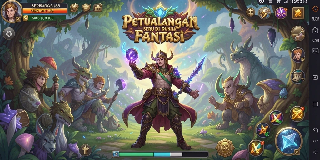 Tampilan permainan seru di dunia fantasi.